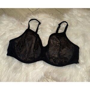 SOMA Lightest Lift Perfect Coverage Bra Floral Lace Underwire Womens 40D Black